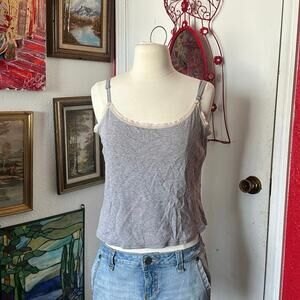 old navy gray lace white tank top
